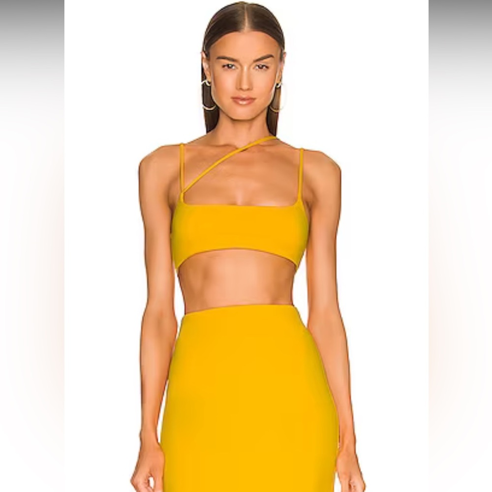 Yellow Strappy Crop Top and Skirt Set